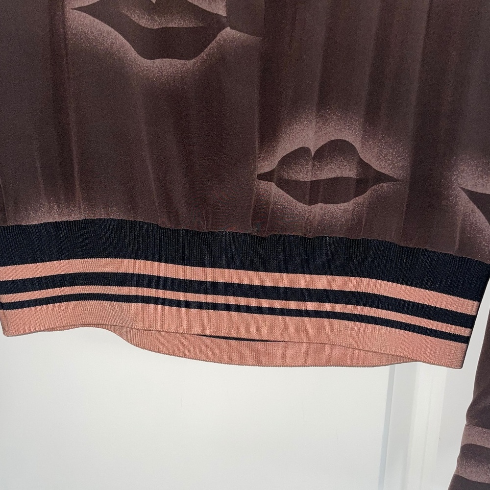 DRIES VAN NOTEN 100% Silk Brown Dreamy Lips Long Sleeve Blouse - Picture 9 of 12